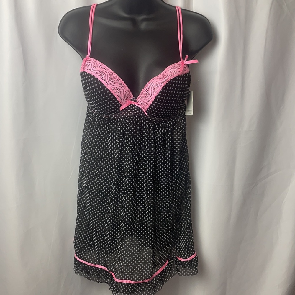 RENÉ ROFÉ PINK AND BLACK  POLKA DOTS BABYDOLL